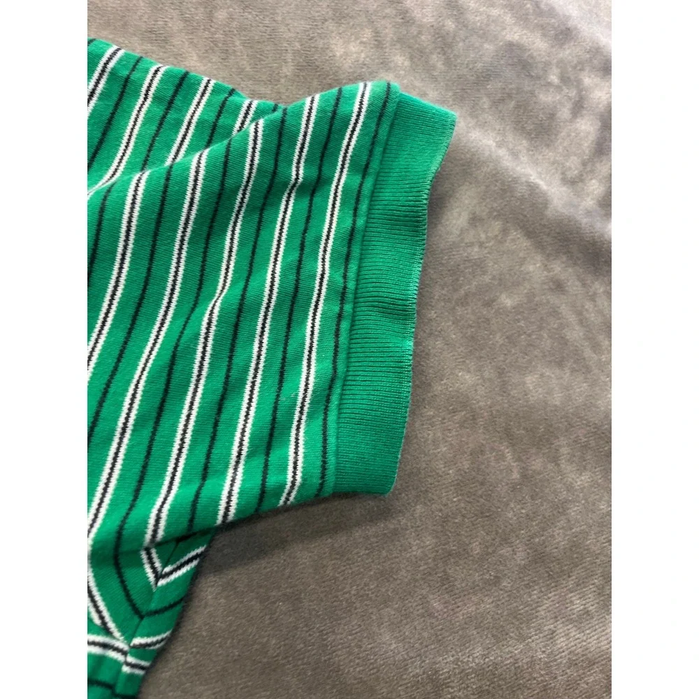 Polo Ralph Lauren Mens Green Striped Short Sleeve Polo Shirt Orange Pony Size M‎